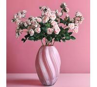 Glass Pink Vases for Flowers Bouquet Centerpieces Unique Modern Cute Large Boho Flower Vase Home Office Bedroom Table Living Room Decor Big Rose Tulip Floral Vase Study Room Desktop Decoration(