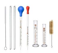 Glass Pipettes Graduated Cylinder Set, Jestool 2pcs Glass Graduated Dropper Pipette 2ml 5ml, 2pcs Glass Graduated Cylinder 10ml 25ml, with 2pcs Droppers Cleaning Brush and 2pcs Glass Stirring Rods
