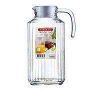 Glass Pitcher Jug with Lid Fridge Door Clear Carafe Juice Pitchers Lidded Refillable Picnic for Drinks Water Cocktail Ice Tea Beverage Pouring Spout Jugs/Pitchers Parties Tableware (1.8L)