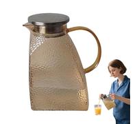 Glass Pitcher With Handle And Lid, Hammered Finish Water Pitcher, 1.5 Liter Jug For Hot Cold Drinks Juices Milk Parties Kitchen Door Fridge Travel