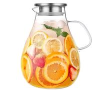 Glass Pitcher with Lid,3000ml - Hot/Cold Water Jug, Juice and Iced Tea Beverage Carafe