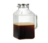 Glass Pitcher with Lid - Large Leakproof Drink Pitcher 1 Gallon for Cold Drinks with Easy Pouring Spout | Durable Clear Glass Tea Jug for Ice Tea, Coffee, Refrigerated