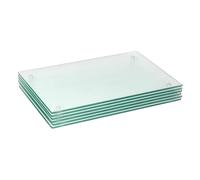 Harbour Housewares Glass Placemats - 40x30cm - Clear - Pack of 6 - Dining Table Place Mats Glass Plate Tabletop Protector for Kitchen Dinner, Worktops