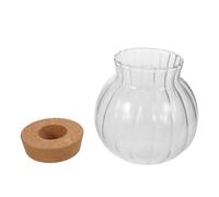 Glass Plant Propagation Vase Mini Bulb Shape Cork Lid | Glass and Wood Build, Showcases Roots, for Herbs and Philodendrons on Bookshelf or Living Room
