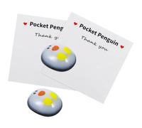 Glass Pocket Penguin Ornament Set with Greeting Card for Desktop Decor