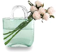 Glass Pocket Vase, Transparent Purse Vase with Fish Bowl, Transparent Hand Basket, Living Room, Flower Arrangement, Creative Bag, Aquarium (Green)