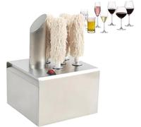 Glass Polishing Machine, 304 Stainless Steel Electric Polisher, Includes 3 Microfiber Brushes, Labor-Saving Tool for Spotless Finish in Bars, Cafes, and Restaurants