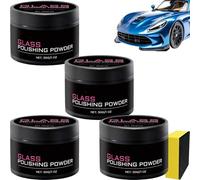 Glass Polishing Powder with Sponge, Glass Scratch Remover for Car Windshield Home Windows, Oil Film Cleaner Polishing Compound for Windscreen, Mirrors (4Pcs)