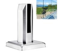 Glass Pool Fence-Fuobecie 304 Stainless Steel Stairs Pool Clamp, Heavy Duty Spigots Floor Stand Railing Balustrade Balcony Adjustable Glass Clamp (Square-Silver)