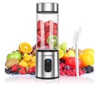 Glass Portable Blender for Smoothies and Shakes: Personal Smoothie Blender for Crushing Ice Frozen Fruit, 400ML Mini Juicer Ideal for Smoothies Ice Blending Juicing USB Rechargeable