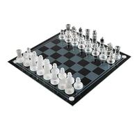 Glass Portable Chess Set Frosted and Clear Pieces chess board | Crystal Board Felted Bottom for Adult and Teens for Game Education