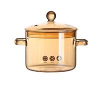 Glass Pot | Clear Heat-Resistant Glass Cookware with Lid - Slow Cooker Cookware - for Simmer Milk Pasta Soup Food Boiling Microwave Tea Steam Home Hot Oven