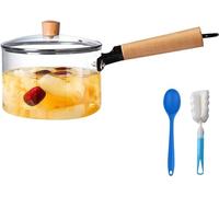 Glass Pot for Cooking on Stove Kitchen Glass Cookware Clear Cooking Pot with Lid Handle and Pan Set 1.8L/60oz Simmer Saucepan Resistant Safe for Pasta Noodle Soup Milk