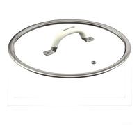 Glass Pot Lid with Silicone Handle for 16-26cm Pans and For Pots Tempered Construction with Stainless Steel Frame for Secure Fit and Safe Handling (24 CM)