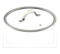 Glass Pot Lid with Silicone Handle for 16-26cm Pans and For Pots Tempered Construction with Stainless Steel Frame for Secure Fit and Safe Handling (18 CM)