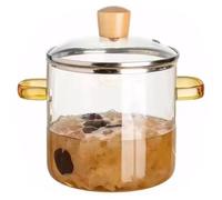 Glass Pots for Cooking 2.3L Glass Pot with Lid Transparent Glass Saucepan Simmer Pot with Double Handle Soup Tureen Glass Pan for Pasta Milk Stew Coffee