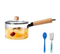 Glass Pots for Cooking with Lids Saucepan with Cover Simmer Pot Milk Pot (Long Handle)