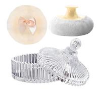 Glass Powder Container Puff - Large Body Applicator Box, Luxury Beauty Setting Dish, Wet Dry Makeup Shaker, Vintage Dressing Table Jar | Reliable Gear For Travel, Valentine's Day