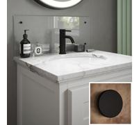 Clear Glass Bathroom Splashback (matt Black Caps) 600mm X 250mm X 4mm, Clear