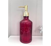 Glass Pump Soap Dispenser 500ml with Gold Pump Bathroom Accessory (Red)