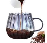 Glass Pumpkin Cups - 400ml Colorful Striped Glass Coffee Mug with Handle, Transparent Pumpkin Tea Cup for Juice, Latte & Hot Drinks, Elegant Single Wall Drinking Glasses for Home & Café Use
