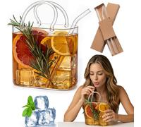 Glass Purse for Drinks, Purse Glasses for Drinks, 26Oz Creative Drinking Glasses with Straws, Handbag Shaped Cocktail Glass, Unique Wine Glasses Purse Gifts for Women Party, Fish Bowl Vase (1Pcs)