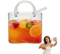 Glass Purse for Drinks Set Wine Cup Purse Bag Shape with Glass Straw for Juice Tea Cocktails Fish Tank Vase a Ladies' Party Gift Creative Drinking Mug (A)