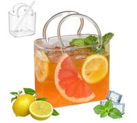 Glass Purse for Drinks, Unique Transparent Handbag Wine Glasses, Purse Drinking Glass, Creative Bag Shape Cup for Cocktails, Juice, Gifts for Women, Party Bar Decor & Flower Vase (1pcs)