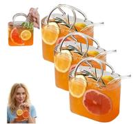 Glass Purse for Drinks with Straw,Purse Drinking Glass,Cute Handbag Shaped Cocktail Glasses Cups,Unique Wine Glasses Vase for Drinks,Handbag Vases with Handle for Fruit Juice,Flowers,Fish Tank