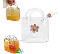 Glass Purse for Drinks with Straw,Purse Drinking Glass,Cute Handbag Shaped Cocktail Glasses Cups,Unique Wine Glasses Vase for Drinks,Handbag Vases for Fruit Juice,Flowers,Fish Tank Home Bar Decor