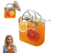 Glass Purse for Drinks with Straw,Purse Drinking Glass,Cute Handbag Shaped Cocktail Glasses Cups,Unique Wine Glasses Vase for Drinks,Handbag Vases with Handle for Fruit Juice,Flowers,Fish Tank