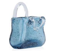 Glass Purse Vase For Flowers, Vase With Handle Bag Shaped Vase Clear Glass Vase, Unique For Centerpieces,Table Decorations,Wedding Decor,Home,Style2-Blue