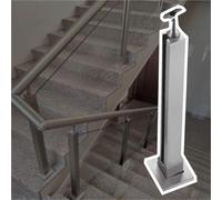Glass Railing Kit for Black, d & Silver Square Stairs, 95cm Height, Stainless Steel Posts, No Drill Design, Easy Installation, Modern Safety Solution