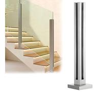 Glass Railing Post 135Cm/53.1In Silver Matte Stair Railing Corner Post 304 Stainless Steel Glass Panel Support Post for Indoors & Outdoors Railing of Deck Balcony Attic F,