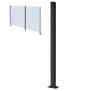 Glass Railing Post, 304 Stainless Steel Glass Railing Post, Deck Glass Balustrade Panels Post, Metal Glass Fence Support Pole, for Indoor Outdoor Deck Balcony(Black without armrests,95cm)