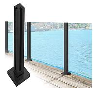 Glass Railing Post,304 Stainless Steel Square Glass Railing Post Kit - Black Balustrade Handrail for Balcony/Side Mount, Adjustable 24"-60" Height (H-135cm/53.1in)
