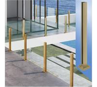 Glass Railing Post,Gold Stainless Steel Glass Railing Post for 3/10-1/2in Panels, Durable Balustrade Mid Post with Spigot Slots for Indoor/Outdoor Deck & Balcony - 31.5in Height