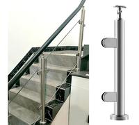 Glass Railing Post,Modern Glass Railing Post Clamps - Round Deck Railing Column Clamp for Square/Round Rails, End/Mid/Corner Post, Deep Coffee Color, 31.5in Height (H80cm)