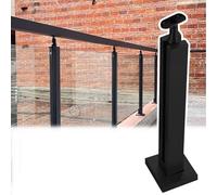 Glass Railing Post,Modern Glass Railing Posts for Staircase - Black End, Mid, Corner - Indoor Glass Balustrade Handrail System Kit, Shallow Grey, 130CM/51.1inch, Add Handrail Version