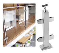 Glass Railing Post,Stainless Steel Glass Railing Post Clamps - Modern Indoor Balustrade System, Square End/Mid/Corner Posts, 30in Height, Shallow Grey, Handrail Compatible