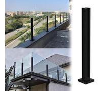 Glass Railing Post,Stainless Steel Square Black Glass Railing Post for Stairs - End, Mid & Corner Posts with Glass Deck Railing Panels Clamp - Shallow Grey, 60CM/23.6inch