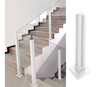 Glass Railing Post White Glass Railing Post for Staircase Interior, Balcony Porch Patio Deck Glass Railing Hardware Kit, 24 In to 59 In Glass Clamp Baluster Post ( Color : White-End Post , Size : 100c