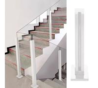 Glass Railing Post White Glass Railing Post for Staircase Interior, Balcony Porch Patio Deck Glass Railing Hardware Kit, 24 In to 59 In Glass Clamp Baluster Post ( Color : White-End Post , Size : 100c