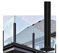 Glass railing posts-Durable Black Glass Railing Post for Outdoor Pool Fencing - Easy Install Clip System, Waterproof Deck Support, Square Base Baluster (120cm C