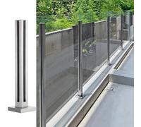 Glass railing posts-Durable Stainless Steel Railing Post for Balcony & Deck - 35cm Silver Corner Pillar for Stairway, Pool & Garden Glass Guardrail - Weather Re