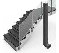 Glass railing posts-Glass Fence Post for Easy Installation - 90cm/35.4in Mid Post for Deck, Stairs, Garden Railing - Compatible with Glass, Wood, and Plastic Ma