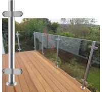 Glass railing posts-Stainless Steel Round Railing Posts for Glass, Free Combination Floor-to-Ceiling Brackets, Sturdy Corner Post Design, 85cm Height, Ideal for