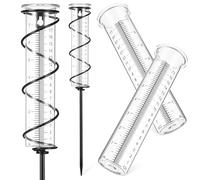 Glass Rain Gauge Dual Scale Design and Iron Spiral Stake
