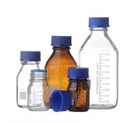 Glass Reagent Bottle, Multicolor Laboratory Glass Reagent Bottle With Blue Cap And GL45 Nut(250-clear)