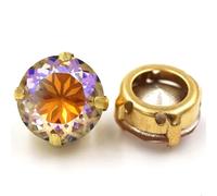 Glass Rhinestones Gold Claw Setting Round Glass Rhinestones Pack of 10 Multicolor 8-14mm for DIY Sew On(Light of Heaven,10PCS-14MM)